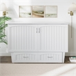 Nantucket Queen Wood Murphy Bed Chest w Mattress and Built-in Charger in White