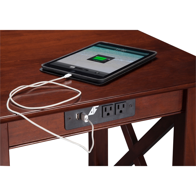 AFI Lexi Solid Wood Printer Stand with Built-In Charger in Walnut