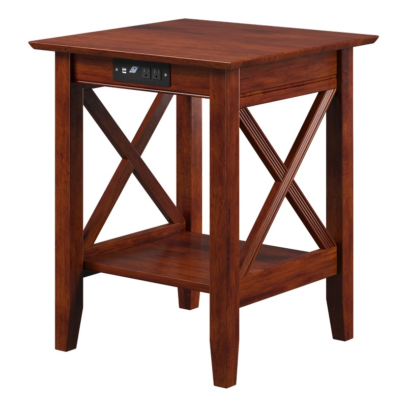 AFI Lexi Solid Wood Printer Stand with Built-In Charger in Walnut