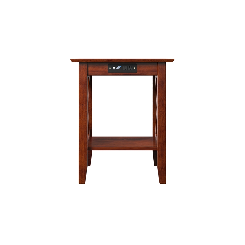 AFI Lexi Solid Wood Printer Stand with Built-In Charger in Walnut