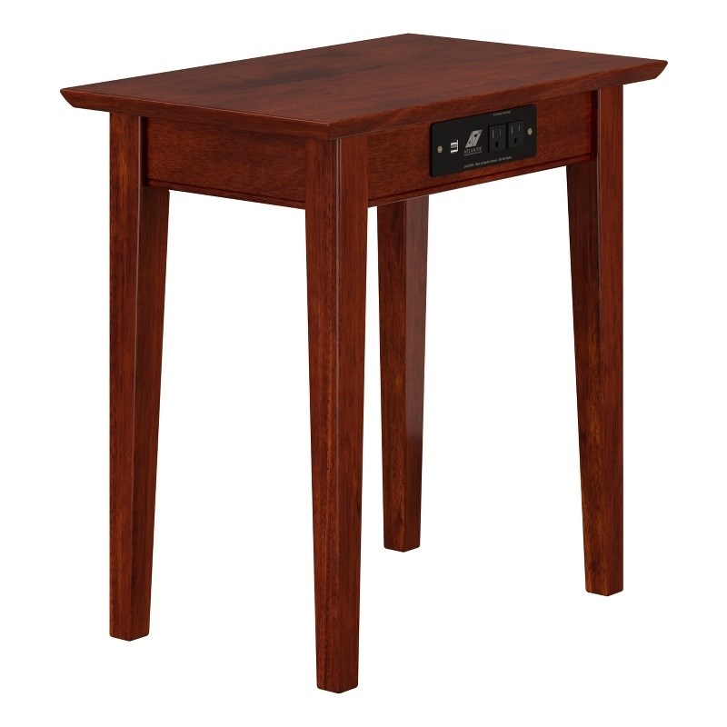 AFI Shaker Solid Wood Charger Chair Side Table with USB Charger in Walnut