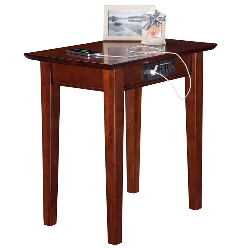 Atlantic Furniture Shaker Charger Chair Side Table in Walnut Cymax