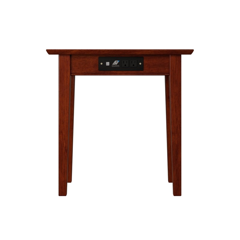 AFI Shaker Solid Wood Charger Chair Side Table with USB Charger in Walnut