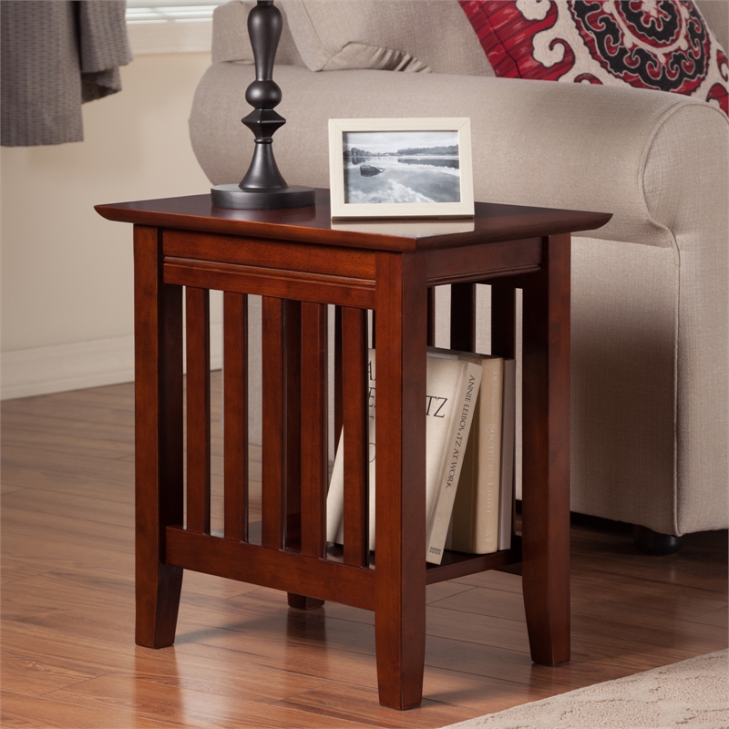 AFI Mission Solid Wood Chair Side Contemporary Table in Walnut