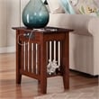 AFI Mission Solid Wood Chair Side Table with BuiltIn Device Charger Brown Walnut