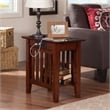AFI Mission Solid Wood Chair Side Table with BuiltIn Device Charger Brown Walnut