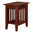 AFI Mission Solid Wood Chair Side Table with BuiltIn Device Charger Brown Walnut