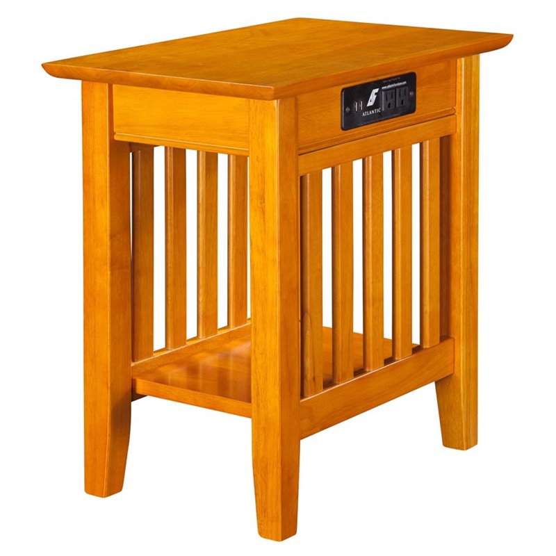 Mission Chair Side Table With Charging Station In Caramel Ah13217 Mission Chair Side Table With Charging Station In Caramel