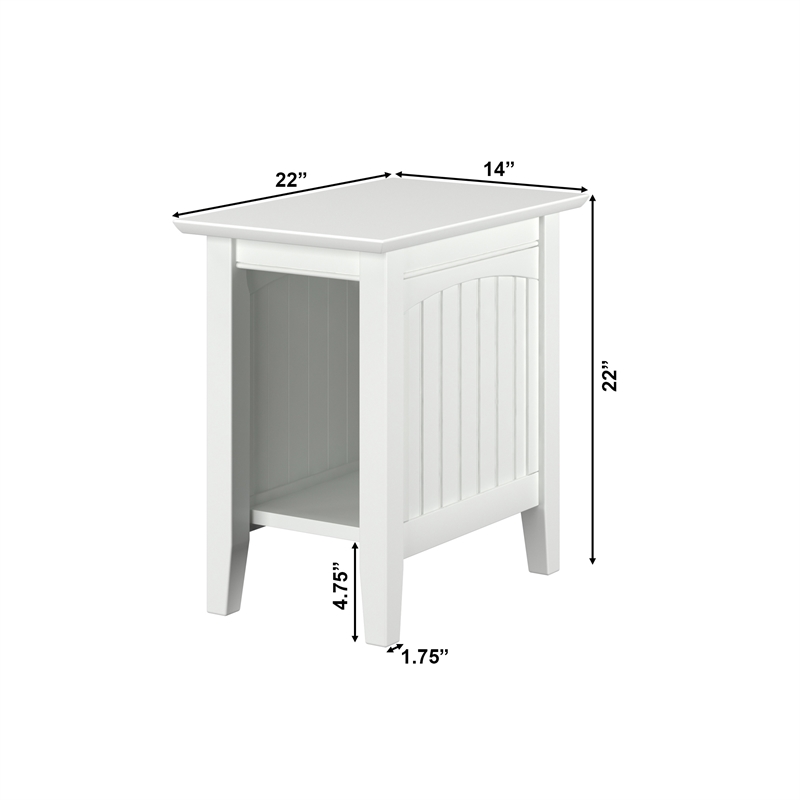 AFI Nantucket Solid Wood Transitional Chair Side Table in White