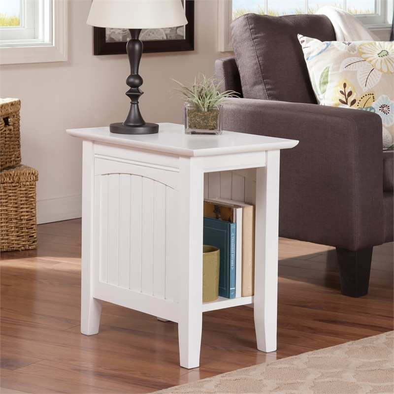 AFI Nantucket Solid Wood Transitional Chair Side Table in White