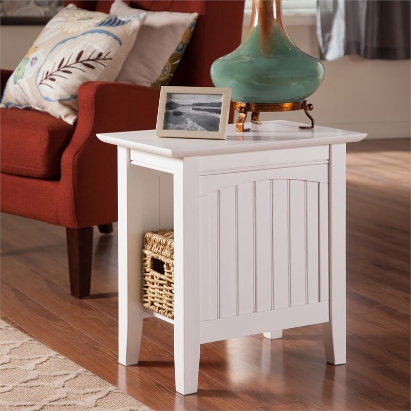 AFI Nantucket Solid Wood Transitional Chair Side Table in White