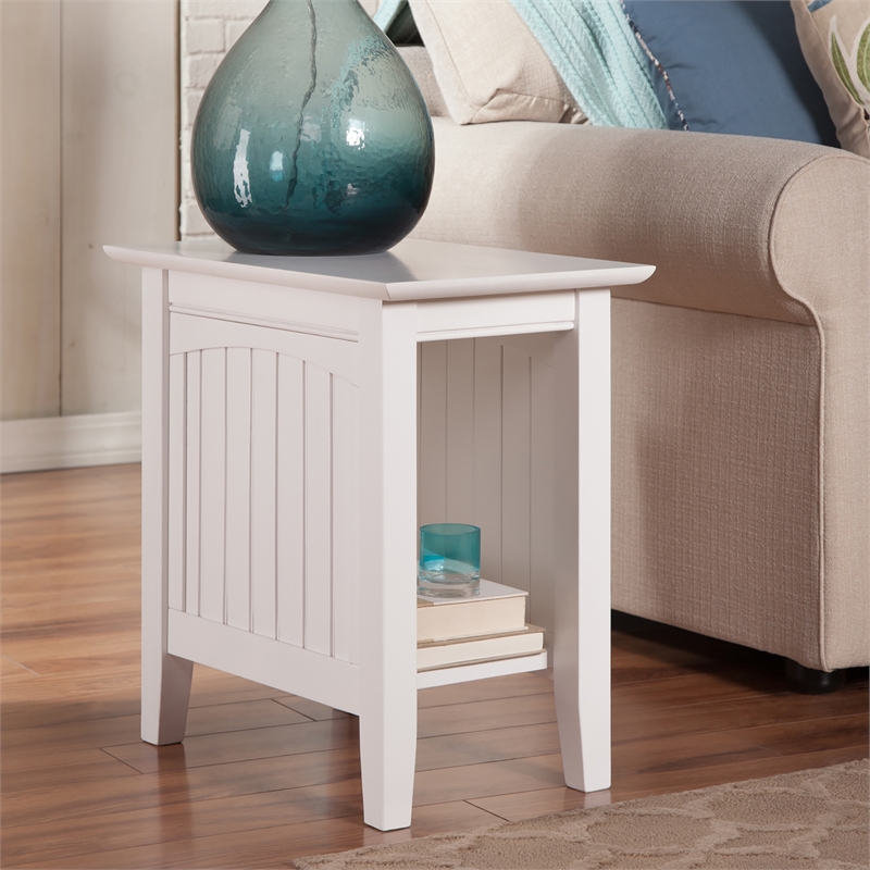AFI Nantucket Solid Wood Transitional Chair Side Table in White