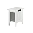 AFI Nantucket Solid Wood Chair Side Table with Built in Device Charger in White