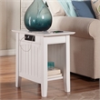AFI Nantucket Solid Wood Chair Side Table with Built in Device Charger in White