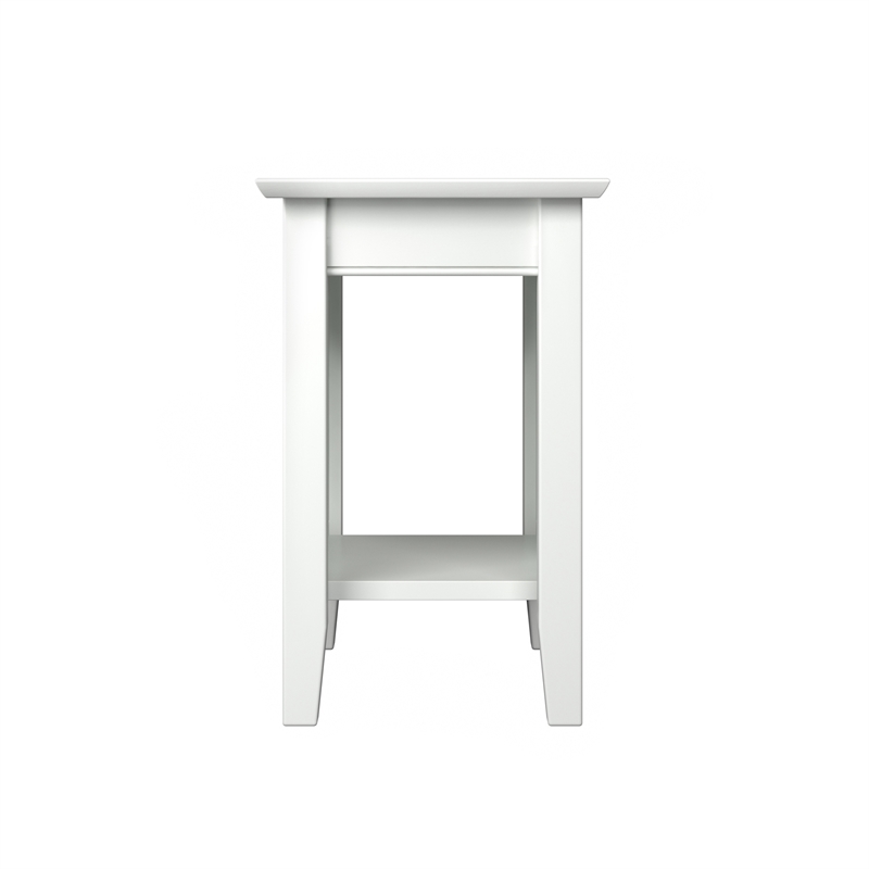 AFI Nantucket Solid Wood Chair Side Table with Built in Device Charger in White