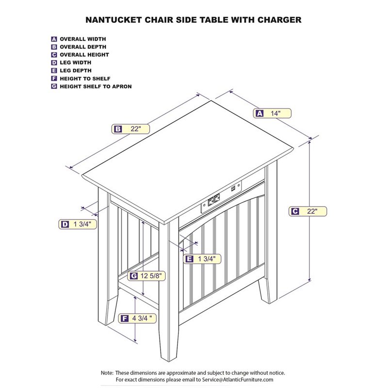 Atlantic Furniture Nantucket Charger Chair Side Table in White AH13312
