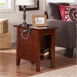 AFI Nantucket Solid Wood Chair Side Table with USB Charger in Walnut
