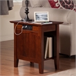 AFI Nantucket Solid Wood Chair Side Table with USB Charger in Walnut