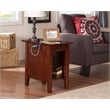 AFI Nantucket Solid Wood Chair Side Table with USB Charger in Walnut