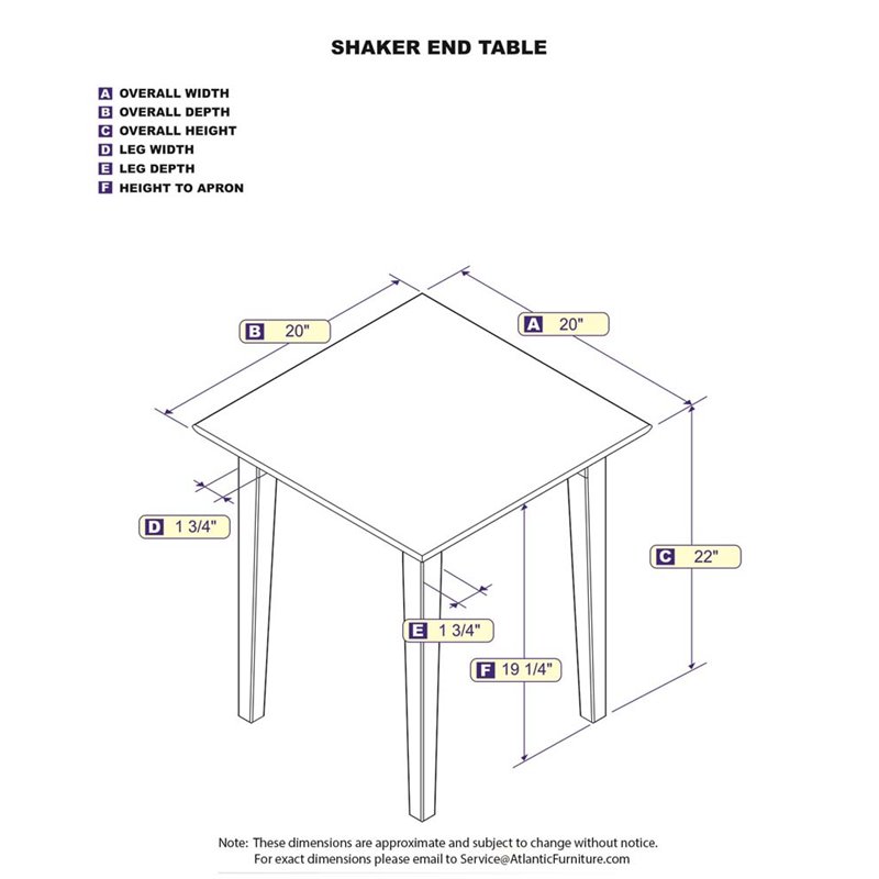 Atlantic Furniture Shaker End Table in Walnut AH14104