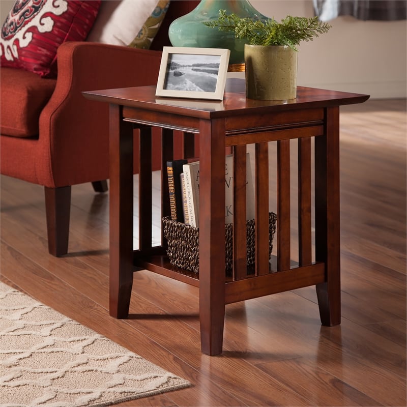 AFI Mission Solid Wood Contemporary End Table in Walnut Brown