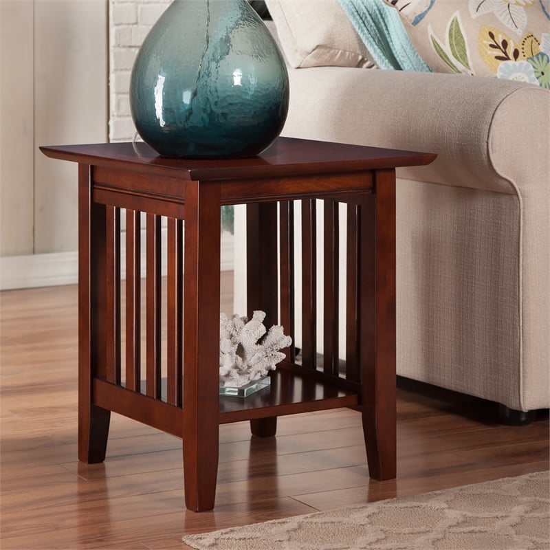 AFI Mission Solid Wood Contemporary End Table in Walnut Brown