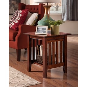 AFI Mission Solid Wood Contemporary End Table in Walnut Brown