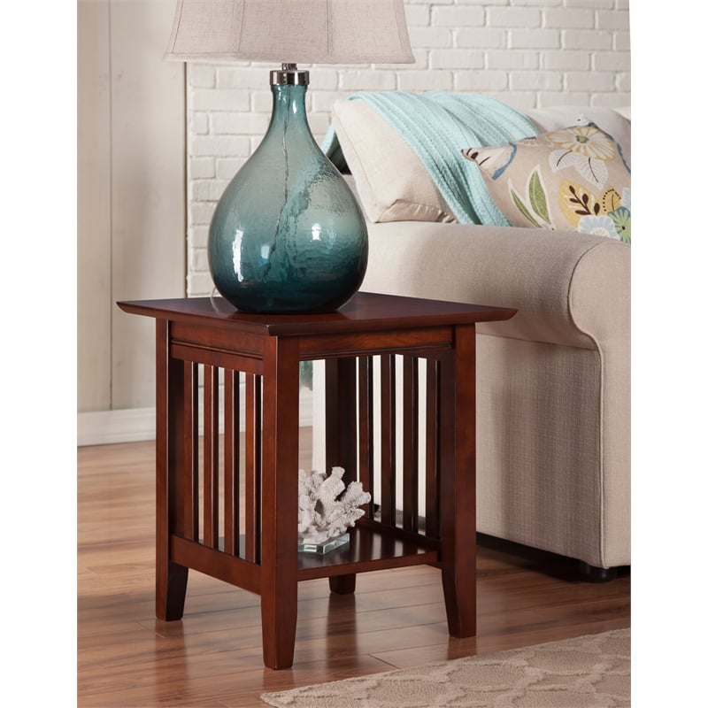 AFI Mission Solid Wood Contemporary End Table in Walnut Brown