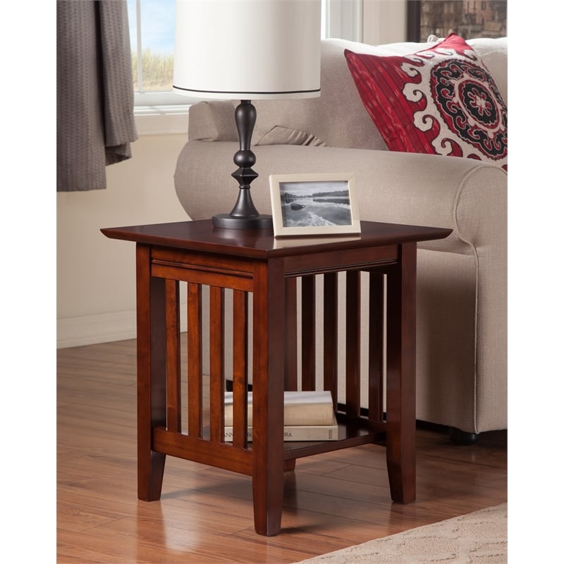 AFI Mission Solid Wood Contemporary End Table in Walnut Brown