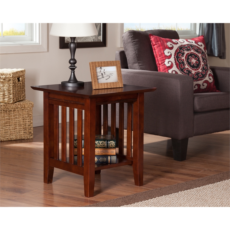 AFI Mission Solid Wood Contemporary End Table in Walnut Brown