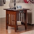 AFI Mission Solid Wood End Table with Built in Device Charger in Brown Walnut