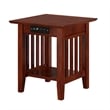 AFI Mission Solid Wood End Table with Built in Device Charger in Brown Walnut