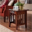 AFI Mission Solid Wood End Table with Built in Device Charger in Brown Walnut