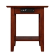 AFI Mission Solid Wood End Table with Built in Device Charger in Brown Walnut