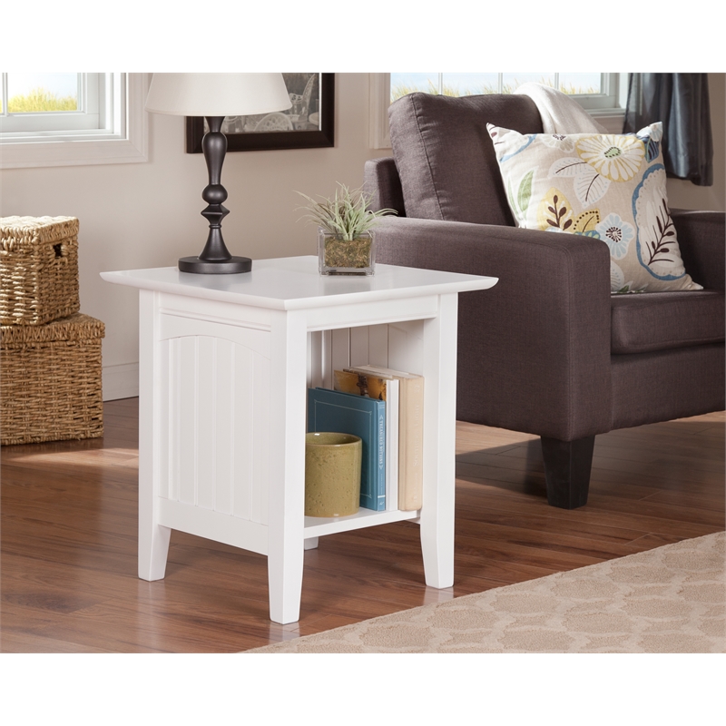 AFI Nantucket Solid Wood Transitional End Table in White
