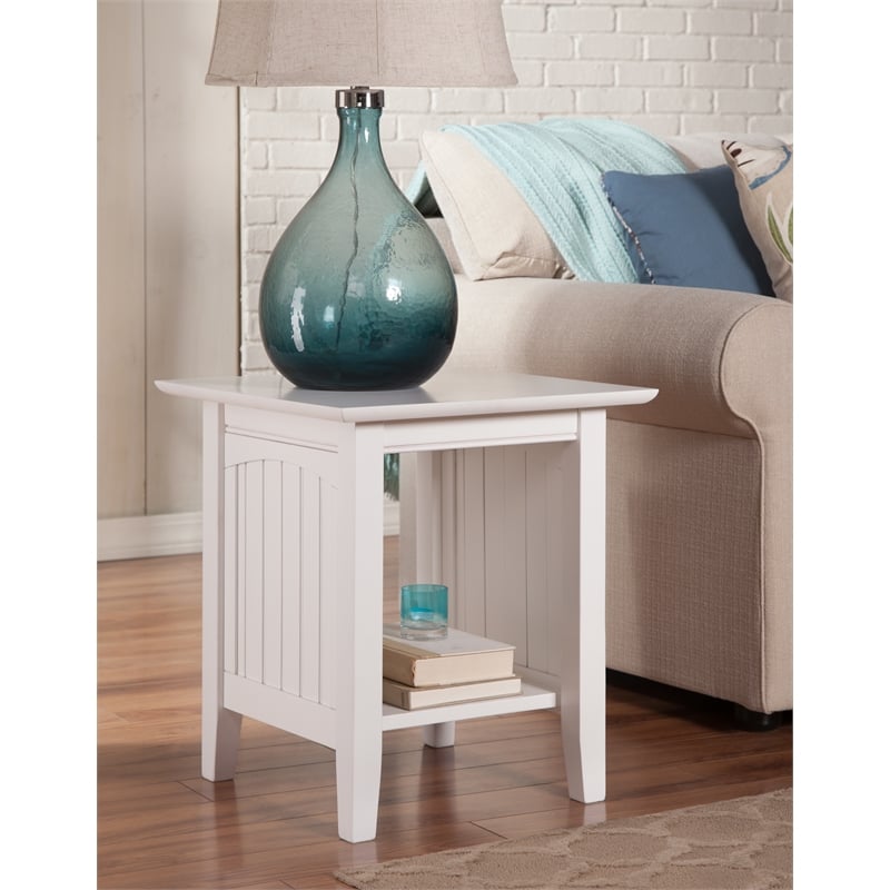 AFI Nantucket Solid Wood Transitional End Table in White
