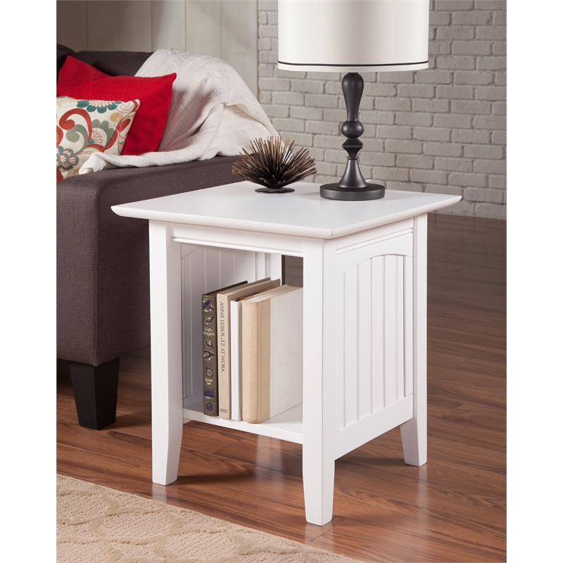 AFI Nantucket Solid Wood Transitional End Table in White