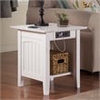AFI Nantucket Solid Wood End Table with Built In Device Charger in White