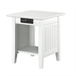 AFI Nantucket Solid Wood End Table with Built In Device Charger in White