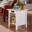 AFI Nantucket Solid Wood End Table with Built In Device Charger in White