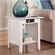 AFI Nantucket Solid Wood End Table with Built In Device Charger in White