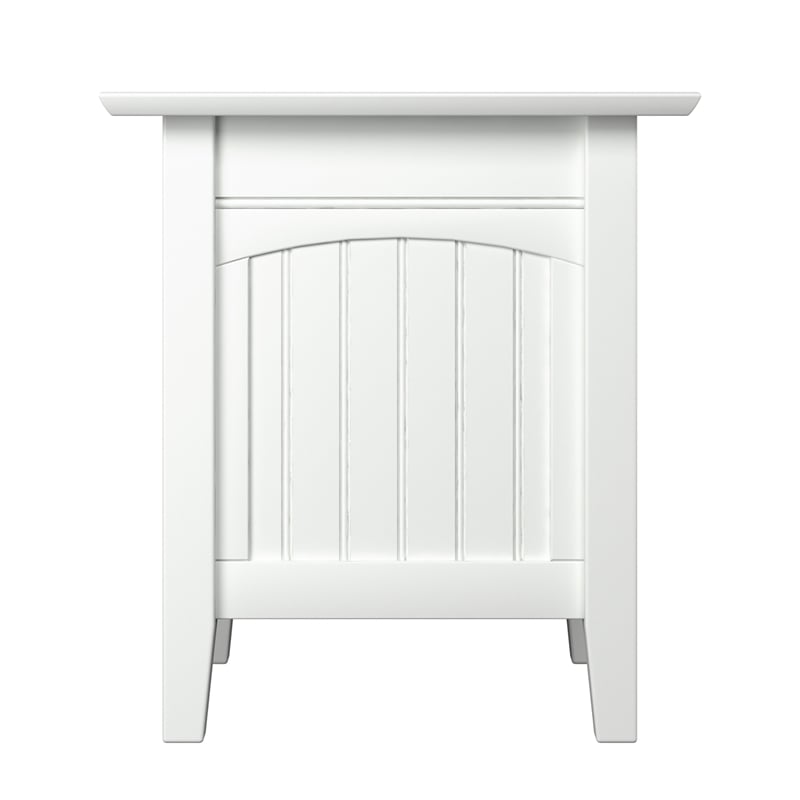 AFI Nantucket Solid Wood End Table with Built In Device Charger in White