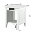 AFI Nantucket Solid Wood End Table with Built In Device Charger in White