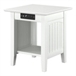 AFI Nantucket Solid Wood End Table with Built In Device Charger in White