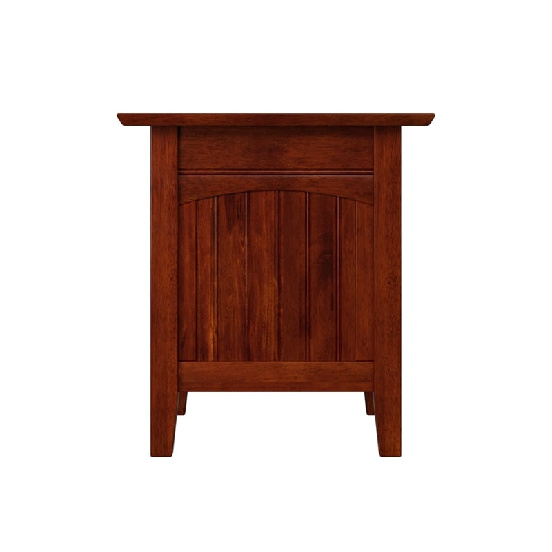 AFI Nantucket Solid Wood End Table with Built In Device Charger in Walnut