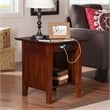 AFI Nantucket Solid Wood End Table with Built In Device Charger in Walnut