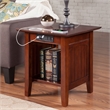 AFI Nantucket Solid Wood End Table with Built In Device Charger in Walnut