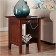 AFI Nantucket Solid Wood End Table with Built In Device Charger in Walnut