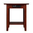AFI Nantucket Solid Wood End Table with Built In Device Charger in Walnut