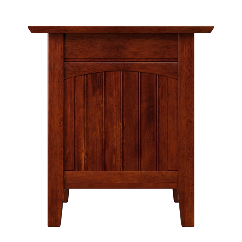 AFI Nantucket Solid Wood End Table with Built In Device Charger in Walnut